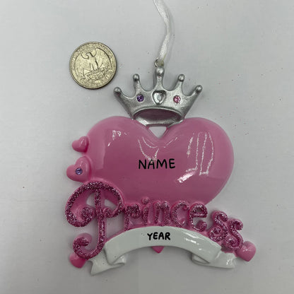 Princess Heart Personalized Christmas Ornament