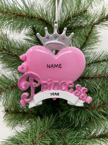 Princess Heart Personalized Christmas Ornament
