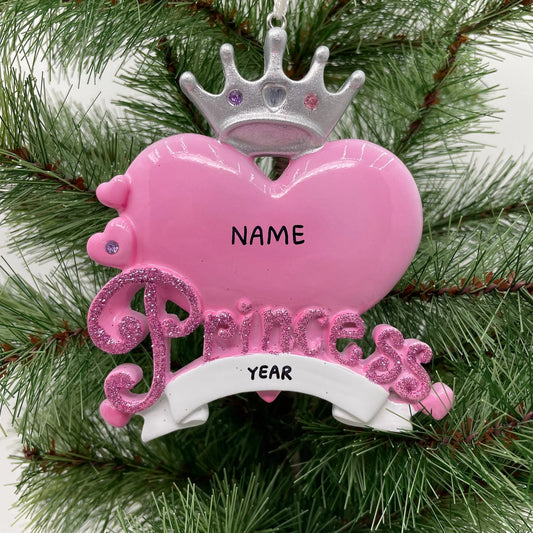 Princess Heart Personalized Christmas Ornament Perfect Gift for Kids Custom Christmas Family Ornaments - Kid Ornaments