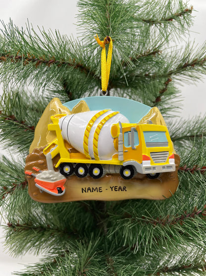 Cement Truck Personalized Christmas Ornament