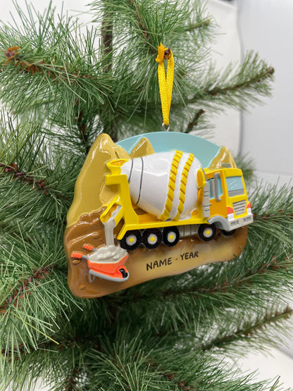 Cement Truck Personalized Christmas Ornament
