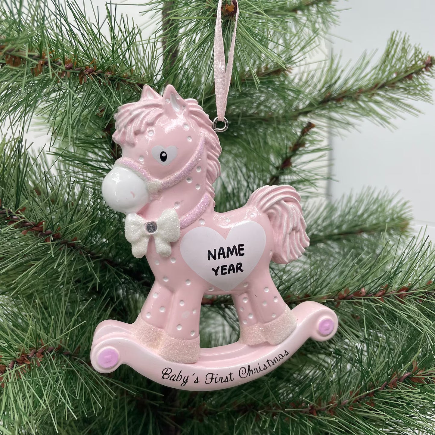 Baby Girl Rocking Horse Ornament