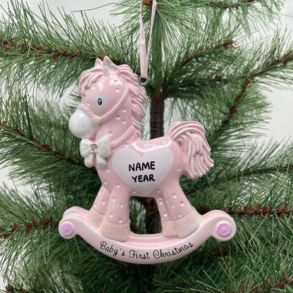 Baby Girl Rocking Horse Ornament