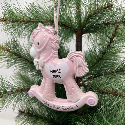 Baby Girl Rocking Horse Ornament