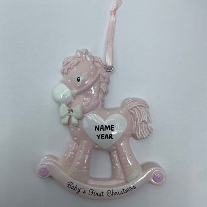 Baby Girl Rocking Horse Ornament