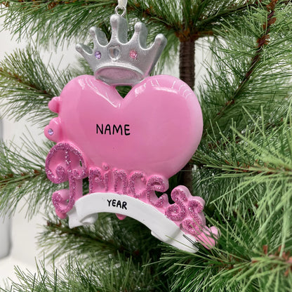 Princess Heart Personalized Christmas Ornament
