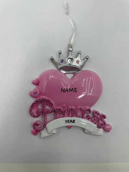 Princess Heart Personalized Christmas Ornament
