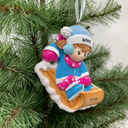 Boy Snow Tubing Personalized Ornament