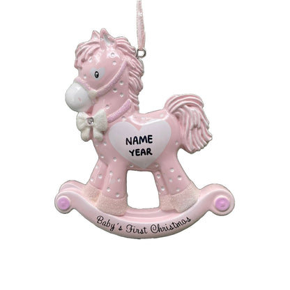 Baby Girl Rocking Horse Ornament
