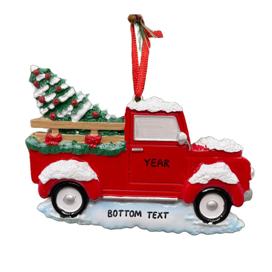 Red Truck with Christmas Tree