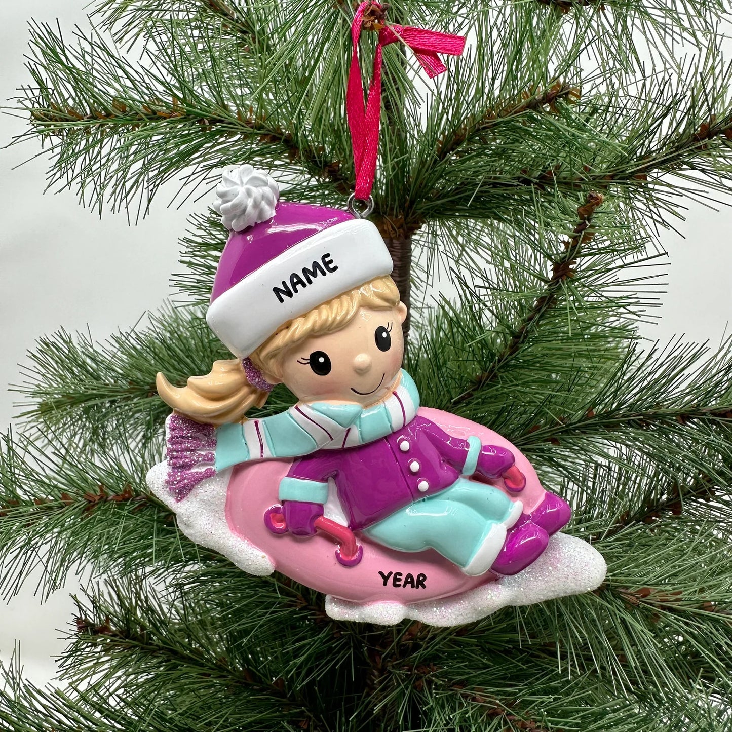 Boy Snow Tubing Personalized Ornament