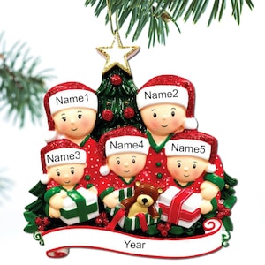 Opening Presents Family Ornament Personalized Ornament Family of 2 3 4 5 6 Christmas Ornament Holiday Gift Hand Personalized - Family of 5