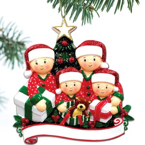 Opening Presents Family Ornament Personalized Ornament Family of 2 3 4 5 6 Christmas Ornament Holiday Gift Hanging ornament - Family of 4