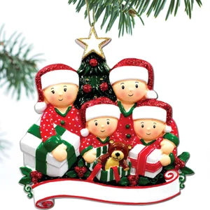 Opening Presents Family Ornament Personalized Ornament Family of 2 3 4 5 6 Christmas Ornament Holiday Gift Hand Personalized - Family of 5