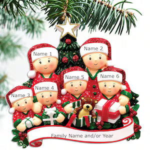 Opening Presents Family Ornament Personalized Ornament Family of 2 3 4 5 6 Christmas Ornament Holiday Gift Hand Personalized - Family of 5