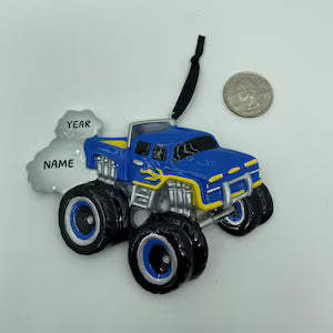 Blue/Red/Black/Green Monster Truck Personalized Christmas Ornament