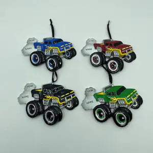 Blue/Red/Black/Green Monster Truck Personalized Christmas Ornament