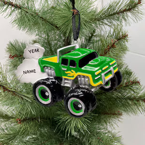 Blue/Red/Black/Green Monster Truck Personalized Christmas Ornament