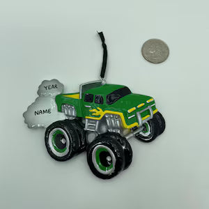 Blue/Red/Black/Green Monster Truck Personalized Christmas Ornament