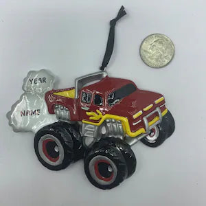 Blue/Red/Black/Green Monster Truck Personalized Christmas Ornament