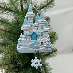Pink Castle Ornament Personalized Christmas