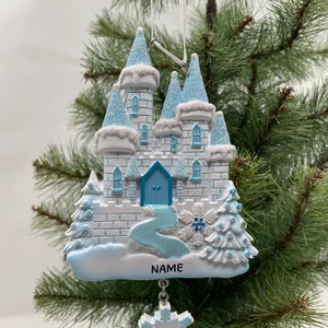 Pink Castle Ornament Personalized Christmas