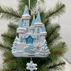 Pink Castle Ornament Personalized Christmas