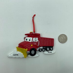Snow Plow Truck Ornament Personalized