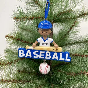 African American Baseball Boy Ornament Sports