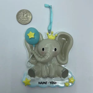 Baby Boy Ornament Baby Elephant Personalized