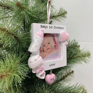Personalized Baby's First Christmas Picture Frame Christmas Ornament