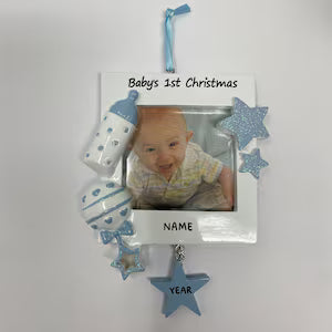 Personalized Baby's First Christmas Picture Frame Christmas Ornament