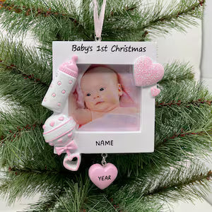 Personalized Baby's First Christmas Picture Frame Christmas Ornament
