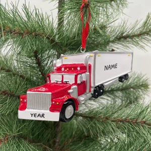Semi Truck Red Truck Ornament Personalized Christmas