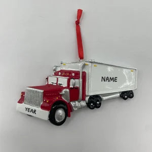 Semi Truck Red Truck Ornament Personalized Christmas