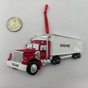 Semi Truck Red Truck Ornament Personalized Christmas