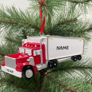 Semi Truck Red Truck Ornament Personalized Christmas