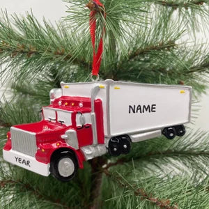 Semi Truck Red Truck Ornament Personalized Christmas
