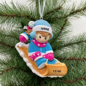 Girl Snow Tubing Personalized Ornament