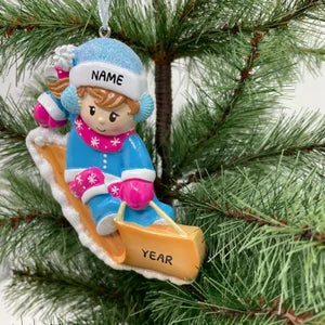 Girl Snow Tubing Personalized Ornament