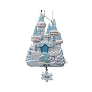 Pink Castle Ornament Personalized Christmas