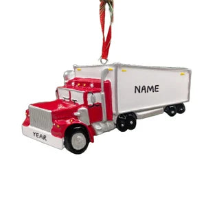 Semi Truck Red Truck Ornament Personalized Christmas