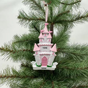 Pink Castle Ornament Personalized Christmas