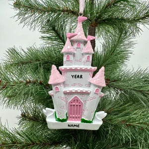 Pink Castle Ornament Personalized Christmas