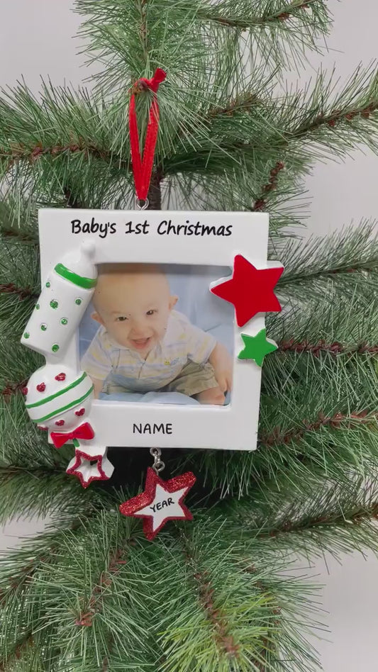 Personalized Baby's First Christmas Picture Frame Christmas Ornament