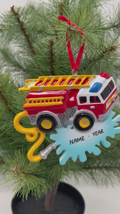 Red Fire Truck Ornament Fireman