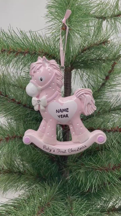 Baby Girl Rocking Horse Ornament