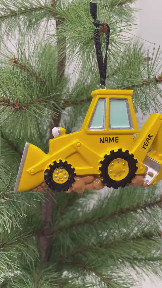 Excavator Ornament Backhoe Personalized Christmas Ornament Perfect Gift for Kids Custom Christmas Family Ornaments - Kid Ornaments