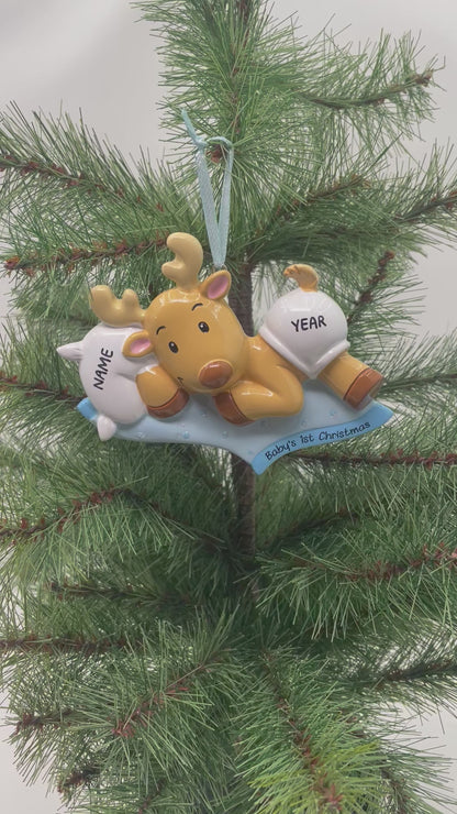 Baby Reindeer Blue Ornament