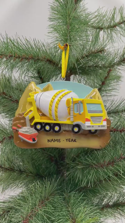 Cement Truck Personalized Christmas Ornament